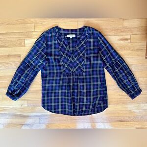 LOFT Ann Taylor Loft plaid cotton pullover women’s L
